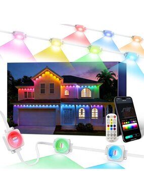 150FT Smart RGB+IC Outdoor Permanent Lights, Waterproof LED Eave String Lights